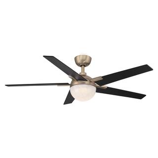 Hampton Bay Esala 52 in. Integrated CCT LED Indoor Champagne Bronze Gold Ceiling Fan with Light and Remote Control AK395-CB