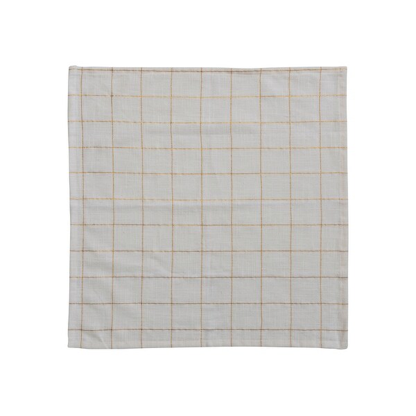 Cotton Napkins with Grid Pattern and Metallic Thread