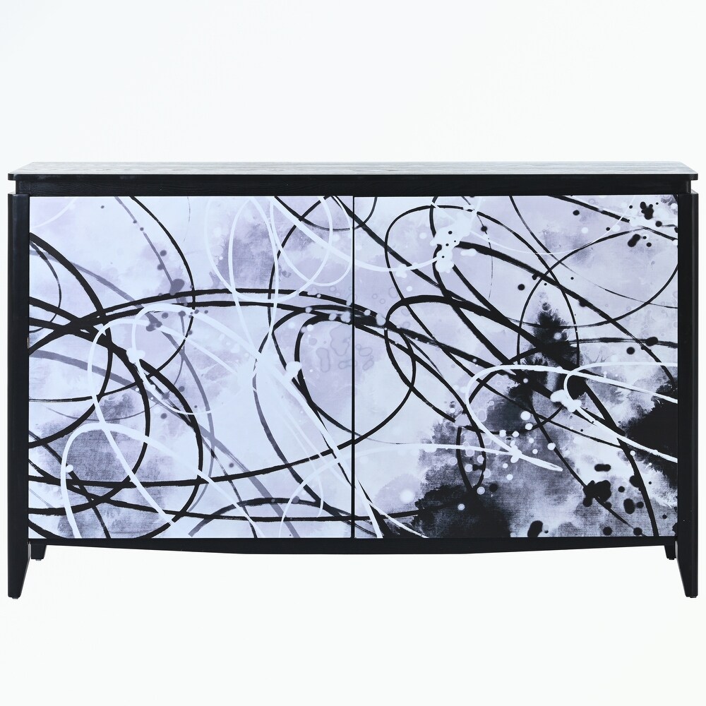 Sideboard Buffet with 2 Decorative Doors  2 Drawers and 4 shelves