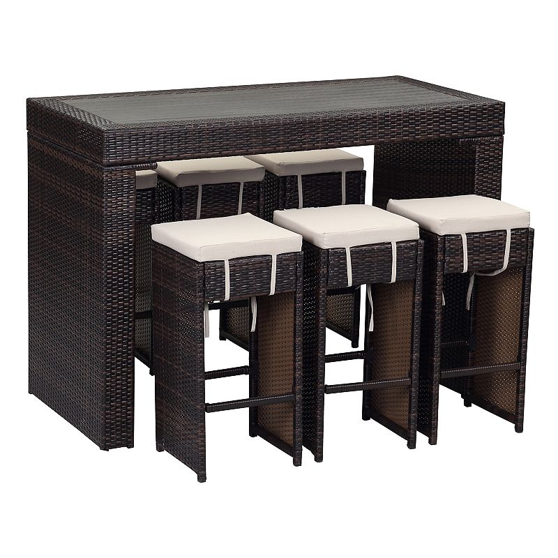 Safavieh Indoor / Outdoor Wicker Bar and Stool 7-piece Set