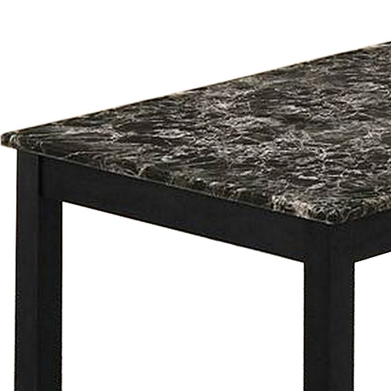 3 Piece Coffee Table and End Table with Faux Marble Top， Black