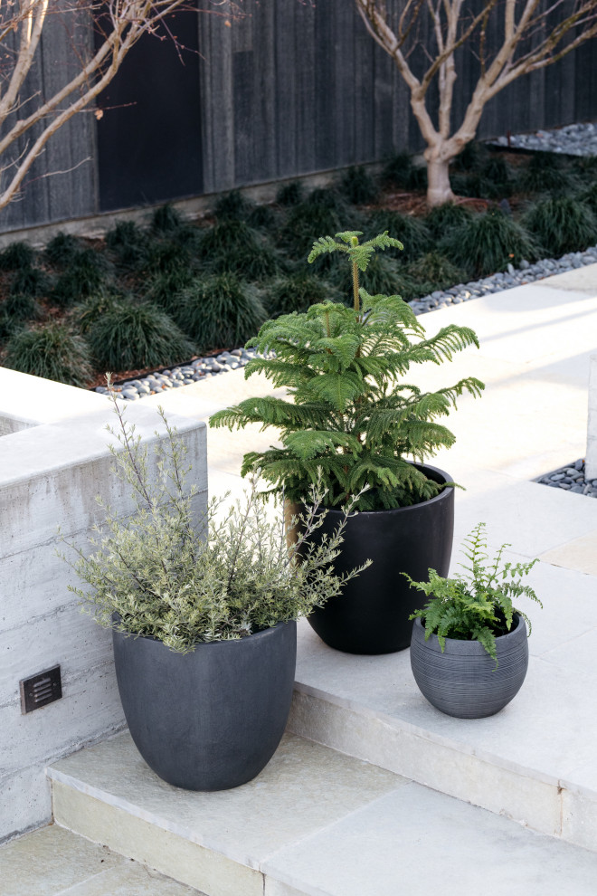 Stone Finish Pottery Bowl Planter (Small)   Transitional   Outdoor Pots And Planters   by Winsome House Inc.  Houzz