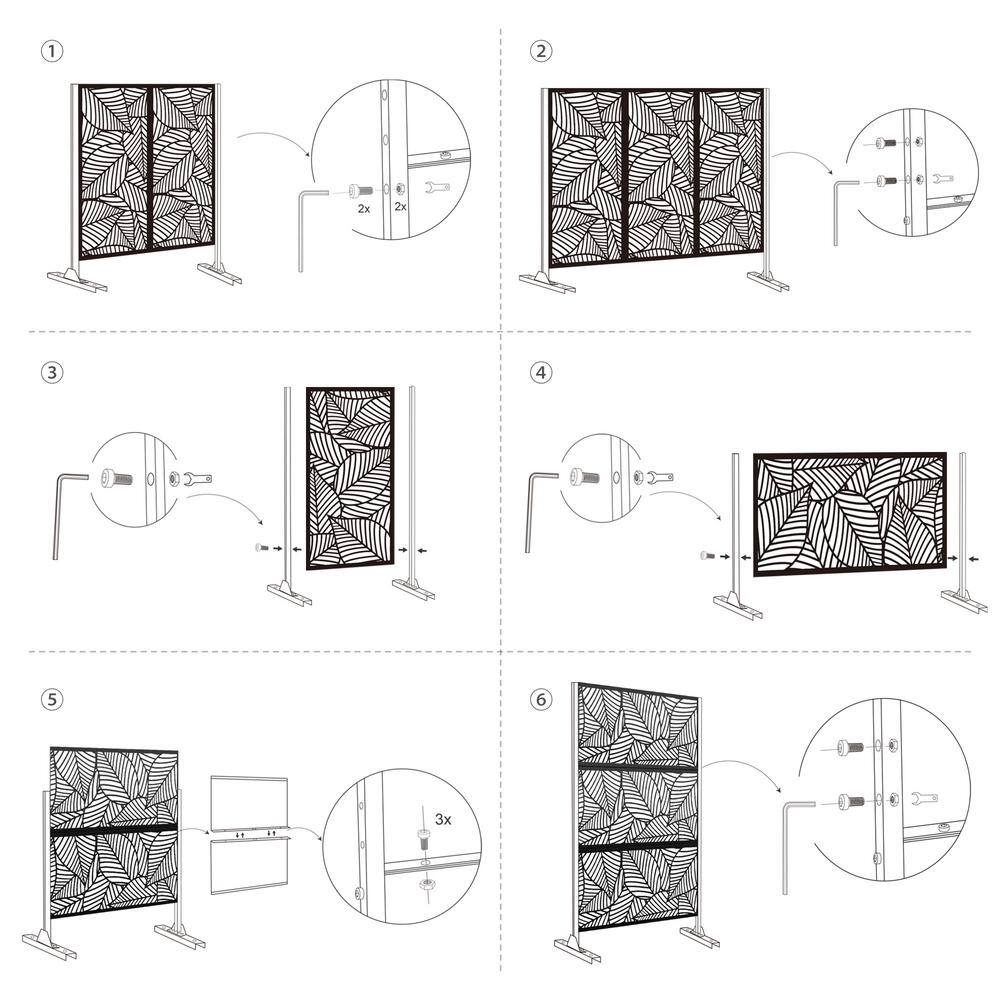 FENCY 76 in. Galvanized Steel Garden Fence Deck Privacy Screen Garden Screen Panels PF-B-S091