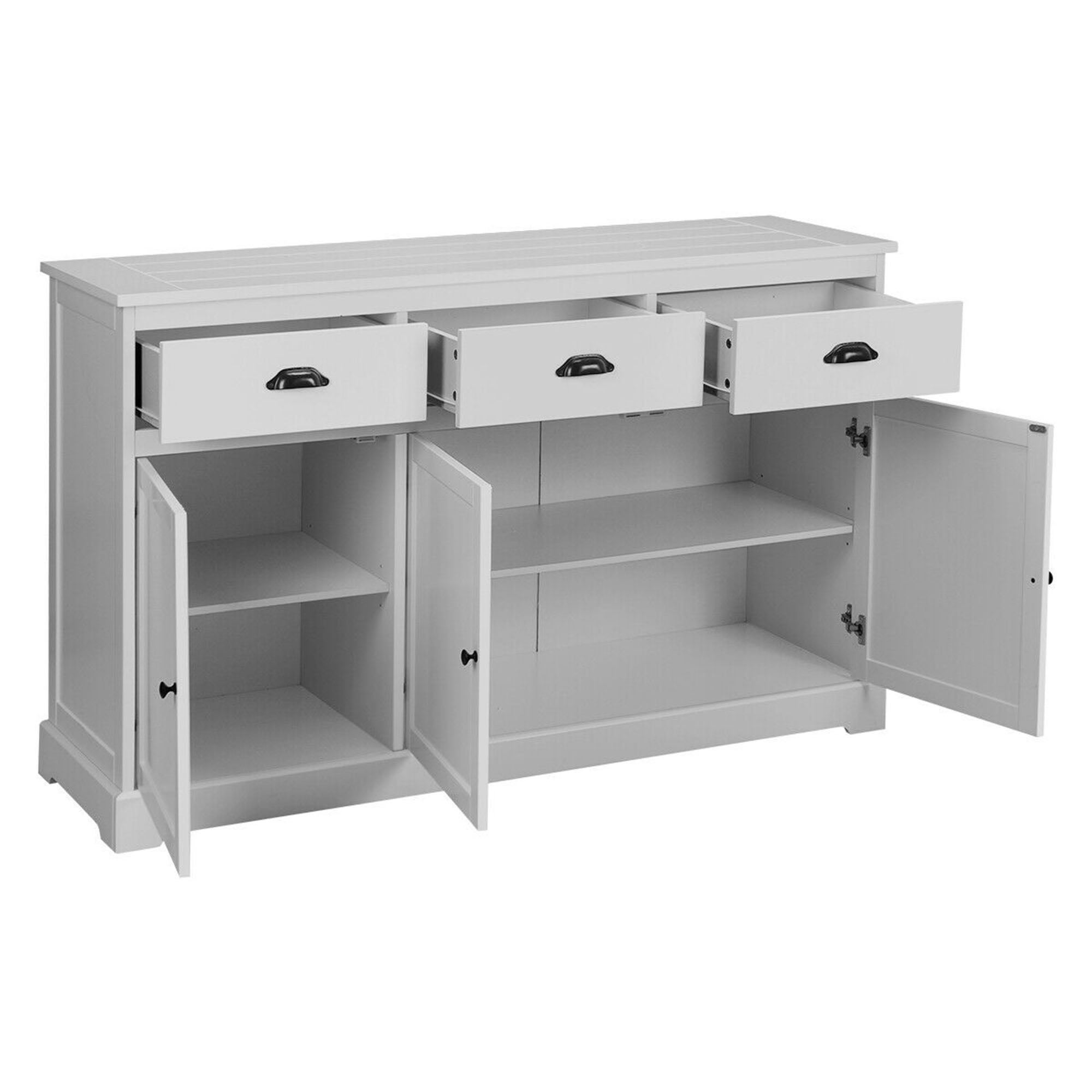 3 Drawers Buffet Cabinet Sideboard Console Table Kitchen Storage Cupboard Gray