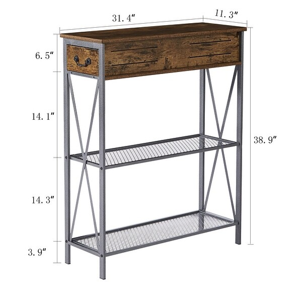 VECELO (Set of 2)Modern Console Table with 2 Dual Drawer and Storage Shelves