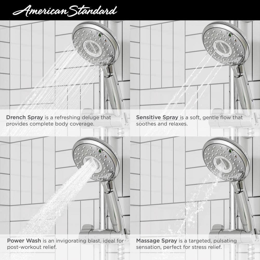 American Standard Spectra 4-Spray Round High-Pressure Hand Shower Rail System with Filter in Polished Chrome 9238759.002