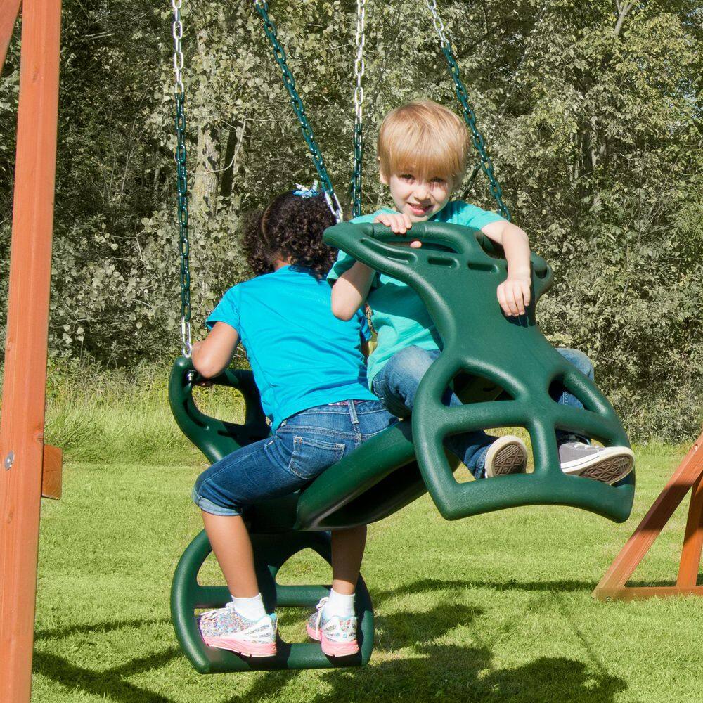 Swing-N-Slide Playsets Cedarbrook Deluxe Complete Wooden Outdoor Playset with Slide Rock Wall Swings and Backyard Swing Set Accessories PB 8030