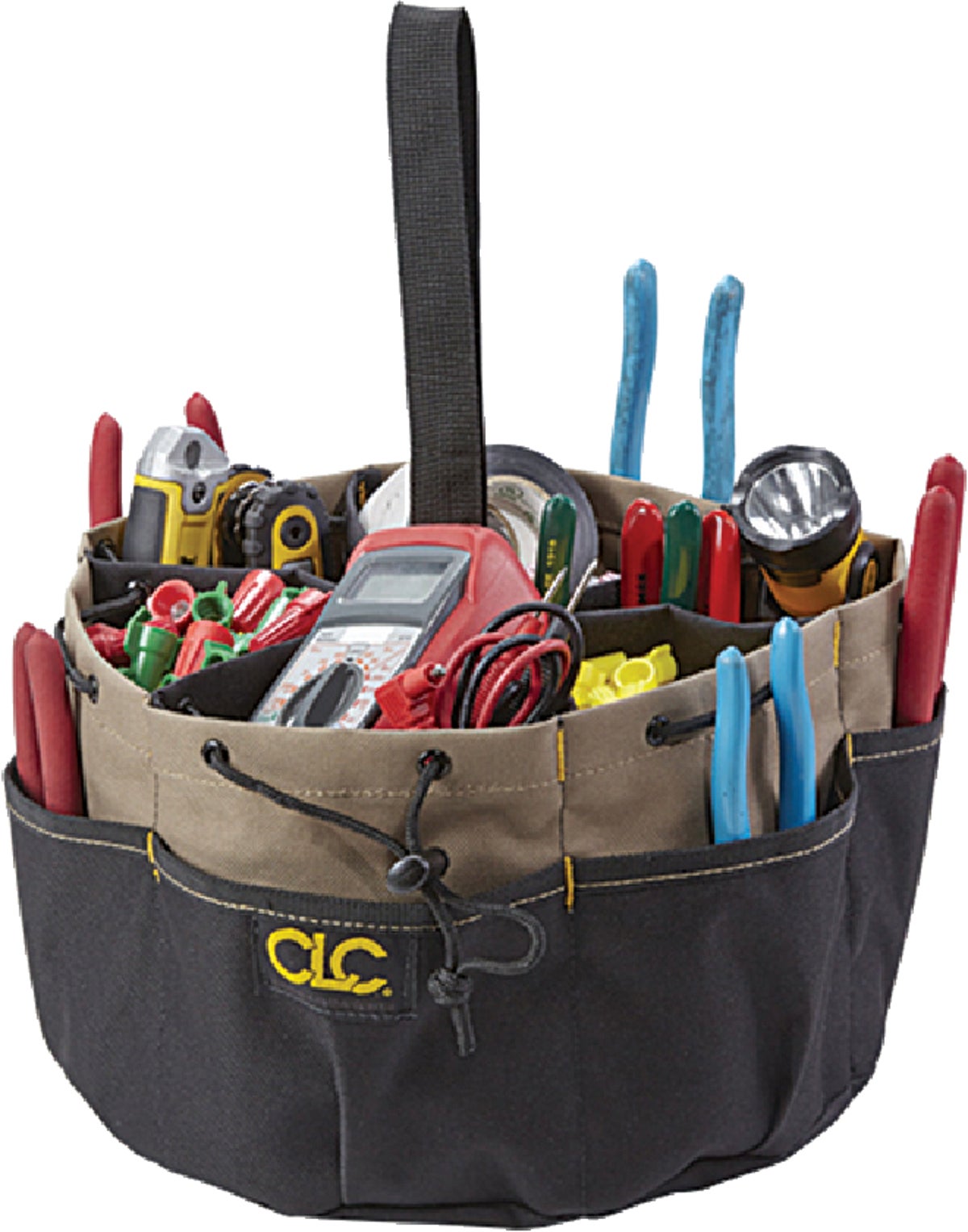 CLC Drawstring Tool Bucket Organizer Black Tan