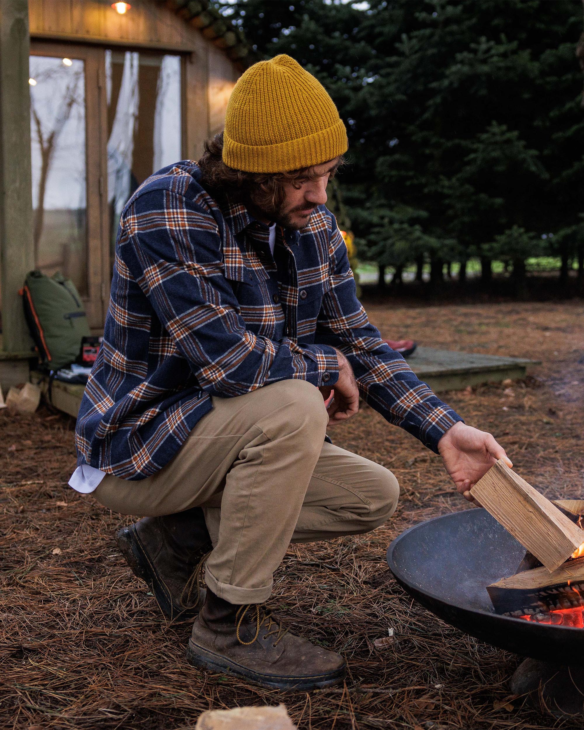 Rustic Organic Cotton Heavyweight Overshirt - Rich Navy Check