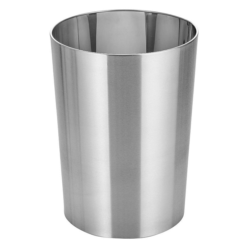 mDesign Small Steel 4 Gallon Round Trash Wastebasket Garbage Bin