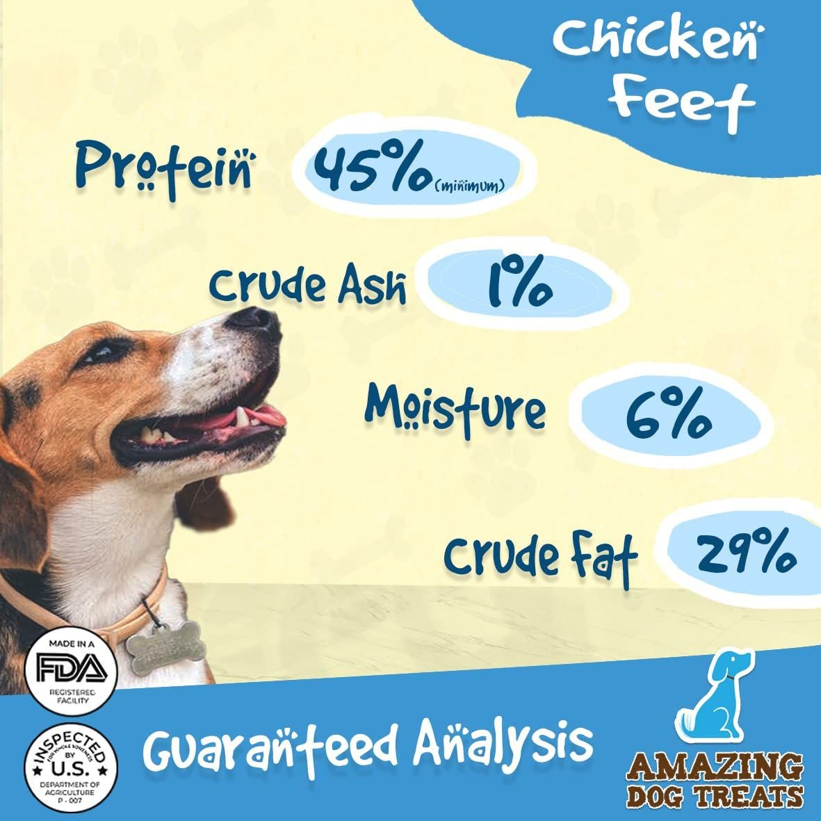 Amazing Dog Treats Chicken Feet Dog Treats， 25 count