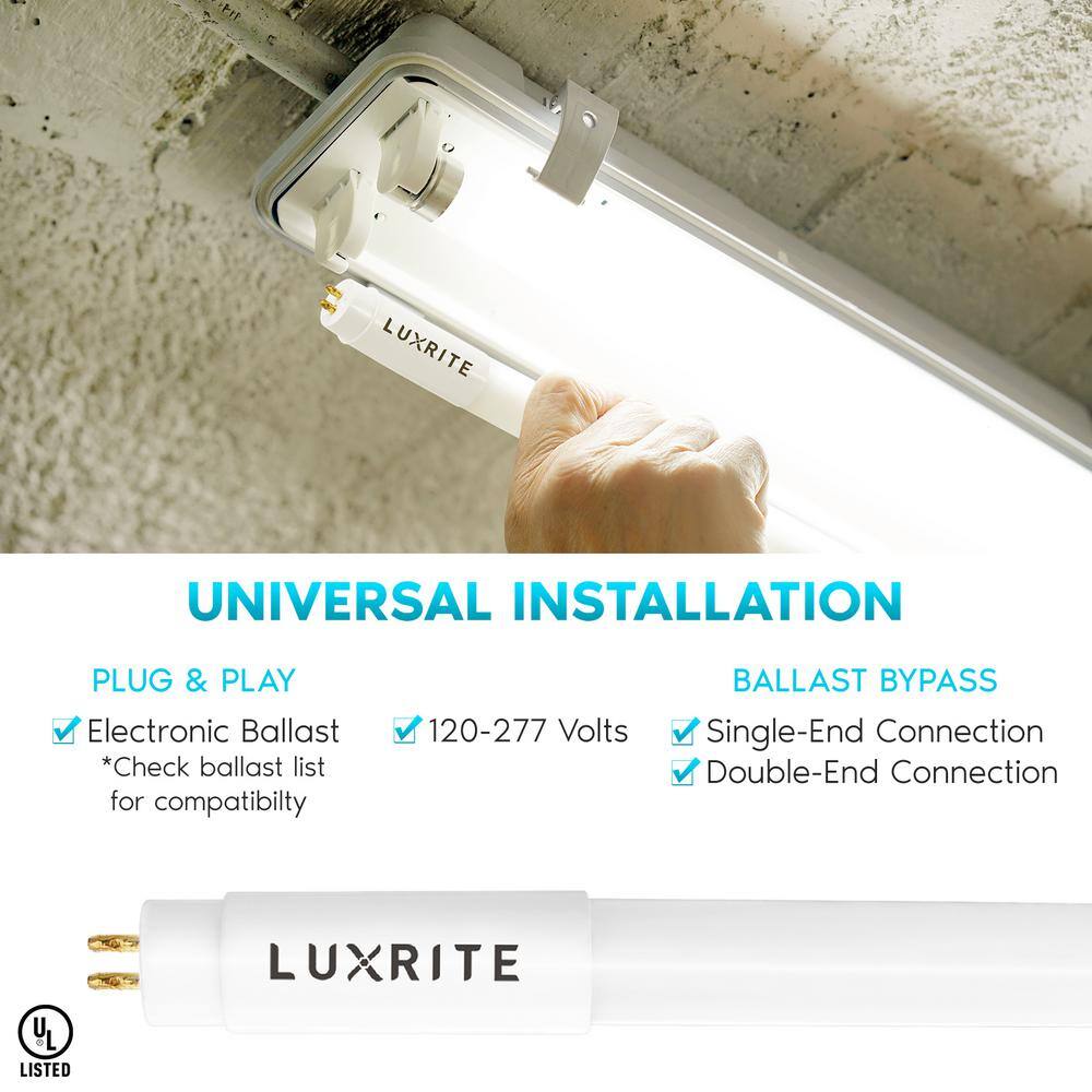 LUXRITE 24-Watt 4 ft. Linear T8 LED Tube Light Bulb 3000K Soft White Type A+B Ballast and Ballast Bypass 3000 Lumens (30-Pack) LR34156-30PK