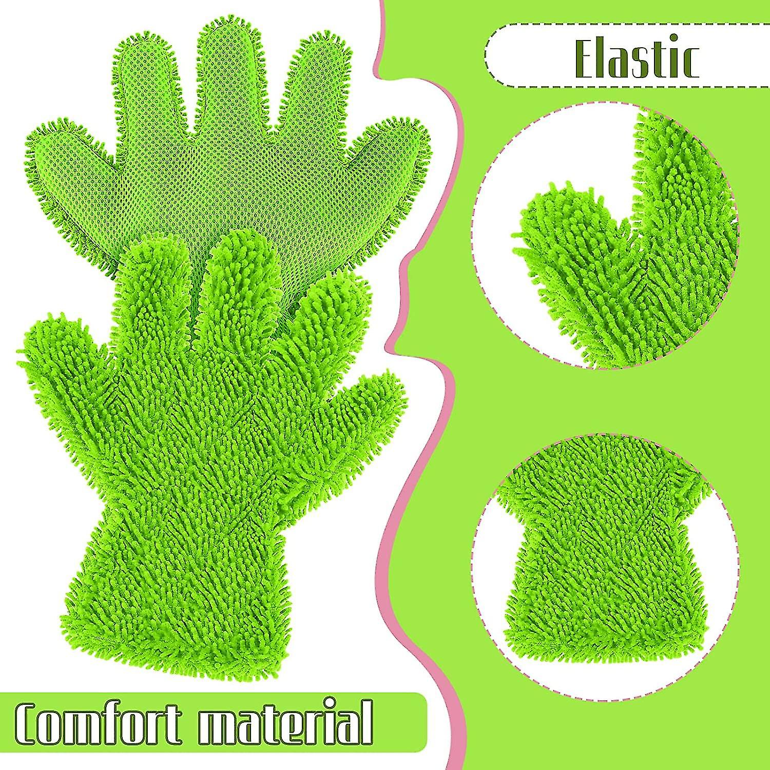 2 Packs Car Wash Mitt 5 Finger Microfiber Wash Mitts Auto Car Dusting Gloves