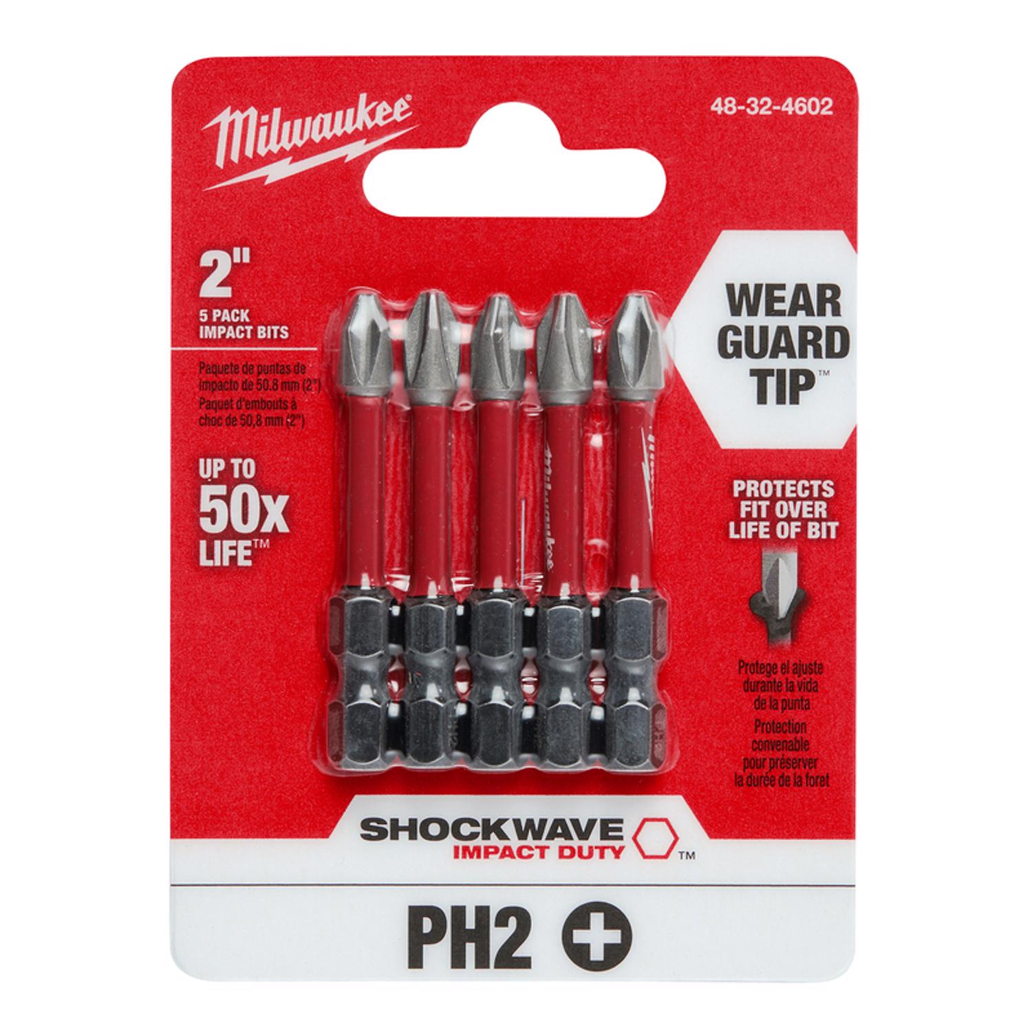 MW Shockwave Phillips #2 X 2 in. L Impact Driver Bit Set Alloy Steel 5 pk