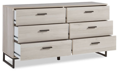 Signature Design by Ashley Socalle Modern Industrial 6 Drawer Dresser, Natural Beige