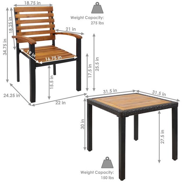 Sunnydaze Julian 5pc Resin Wicker And Acacia Wood Outdoor Patio Dining Set