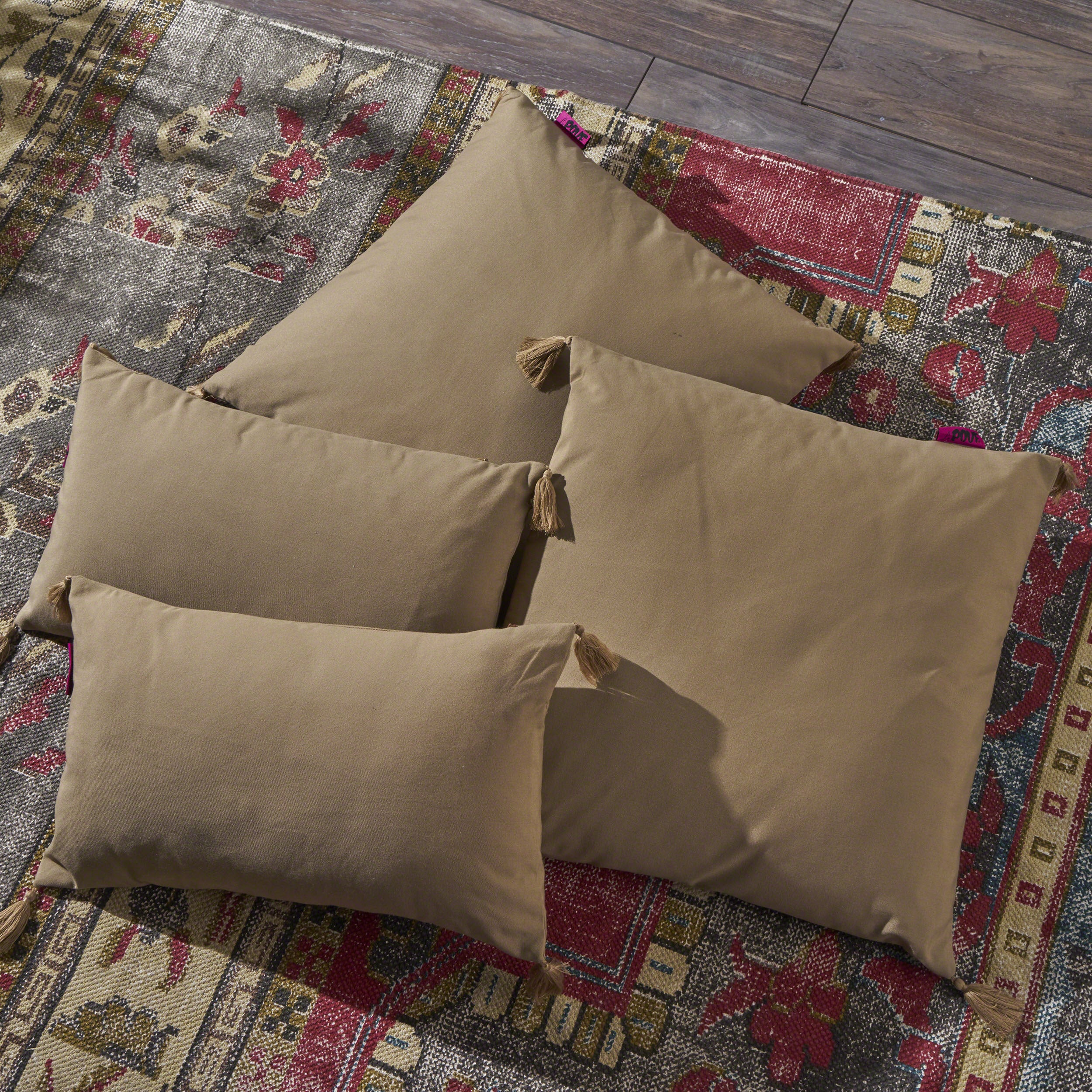 Nolan Fabric Tassel Square and Rectangular Throw Pillow - Set of 4