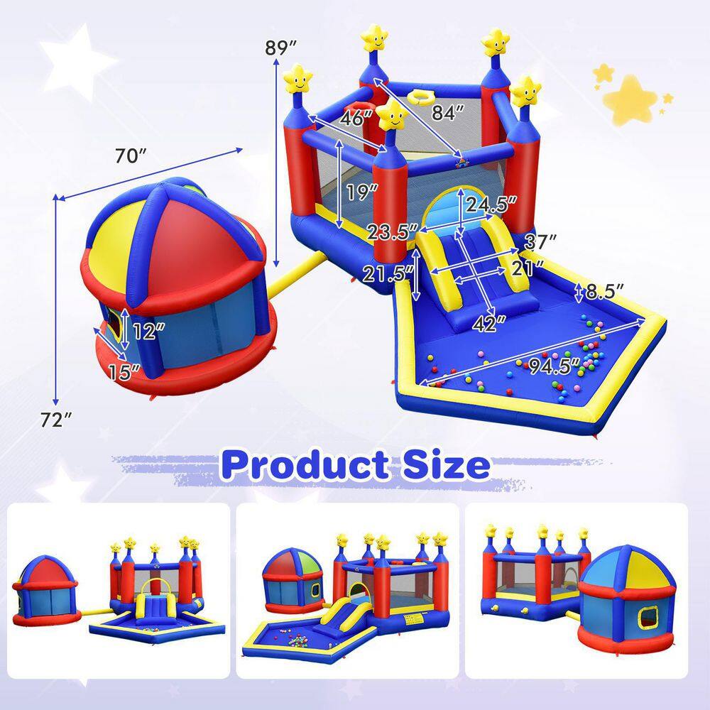 HONEY JOY Inflatable Bounce House Twinkle Star 5-In-1 Kids Inflatable Castle with Slide Jumping Area Ball Pit with 735-Watt Blower TOPB006376