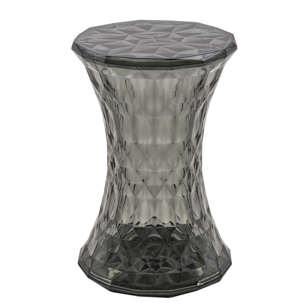 LeisureMod Clio 18-inch Transparent Black Stool