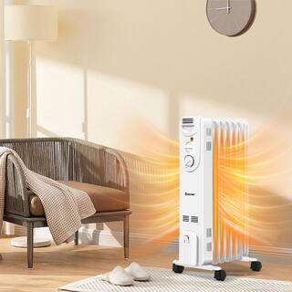 Costway 1500-Watt Electric Oil-Filled Radiator Space Heater 5-Fin Thermostat Room Radiant ES10047