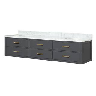 Lexora Sherman 80 in W x 22 in D Black Double Bath Vanity and Carrara Marble Top LVSH80DL100