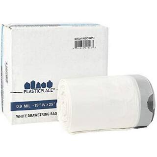 Plasticplace 5 Gal. White Drawstring Trash Bags (Case of 100 Bags) D05091WH