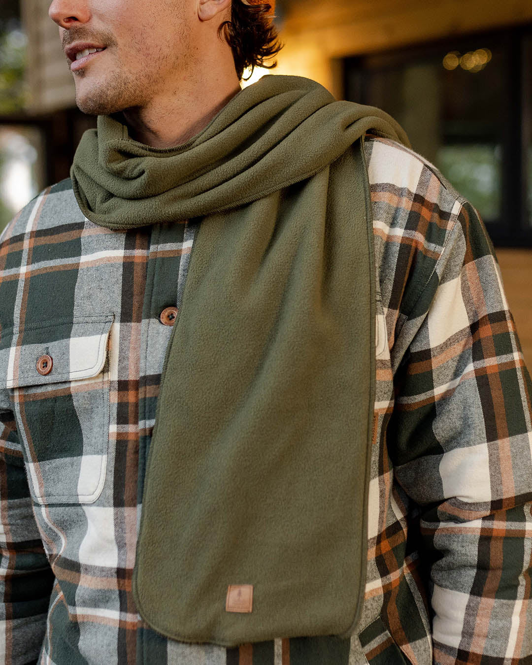 Campfire Recycled Polar Fleece Scarf - Khaki