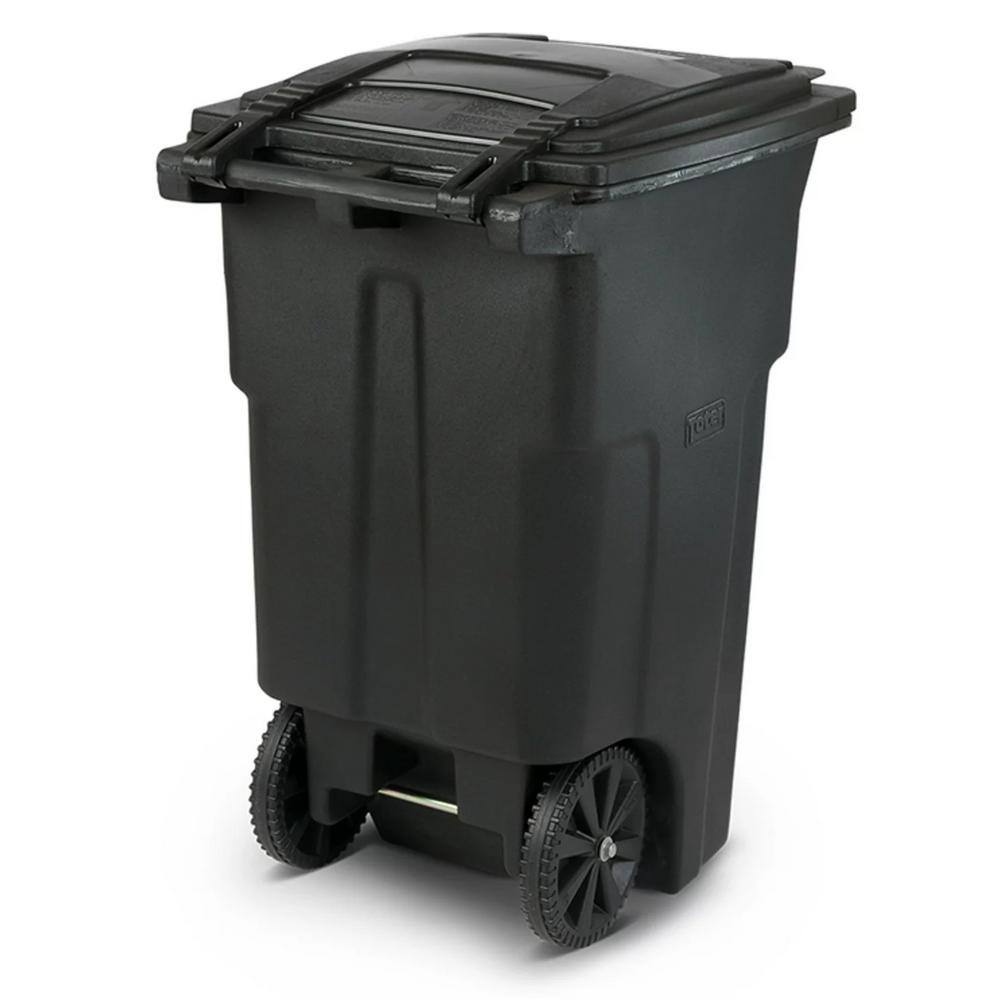 Toter 64 Gallon Black Rolling Outdoor GarbageTrash Can with Wheels and Attached Lid 79264-R2200