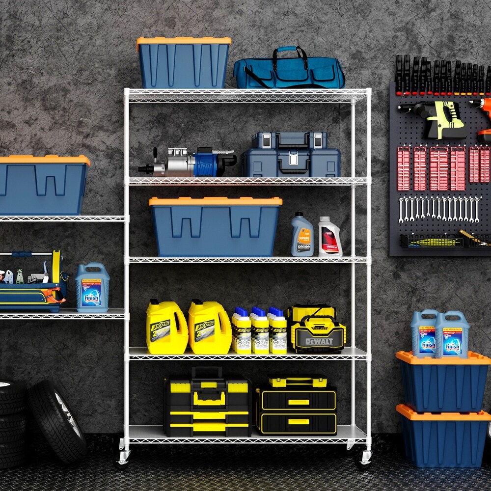 6 Tier 6000lbs Capacity NSF Metal Shelf Wire Shelving Unit with Wheels and Liners for Kitchen  Garages