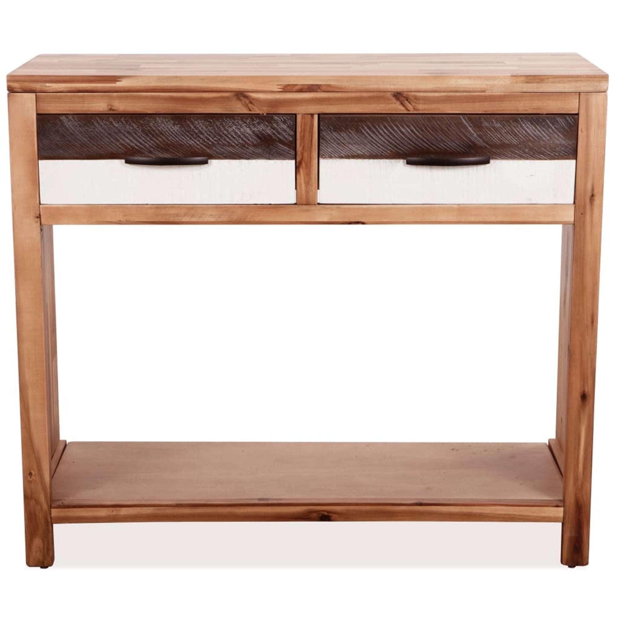 Console Table with Storage Drawer， Solid Acacia Wood Table for Hallway