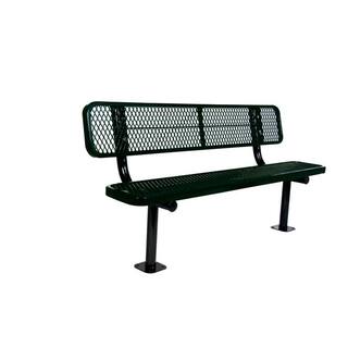 Ultra Play 6 ft. Diamond Black Commercial Park Bench with Back Surface Mount PBK940SM-V6BK