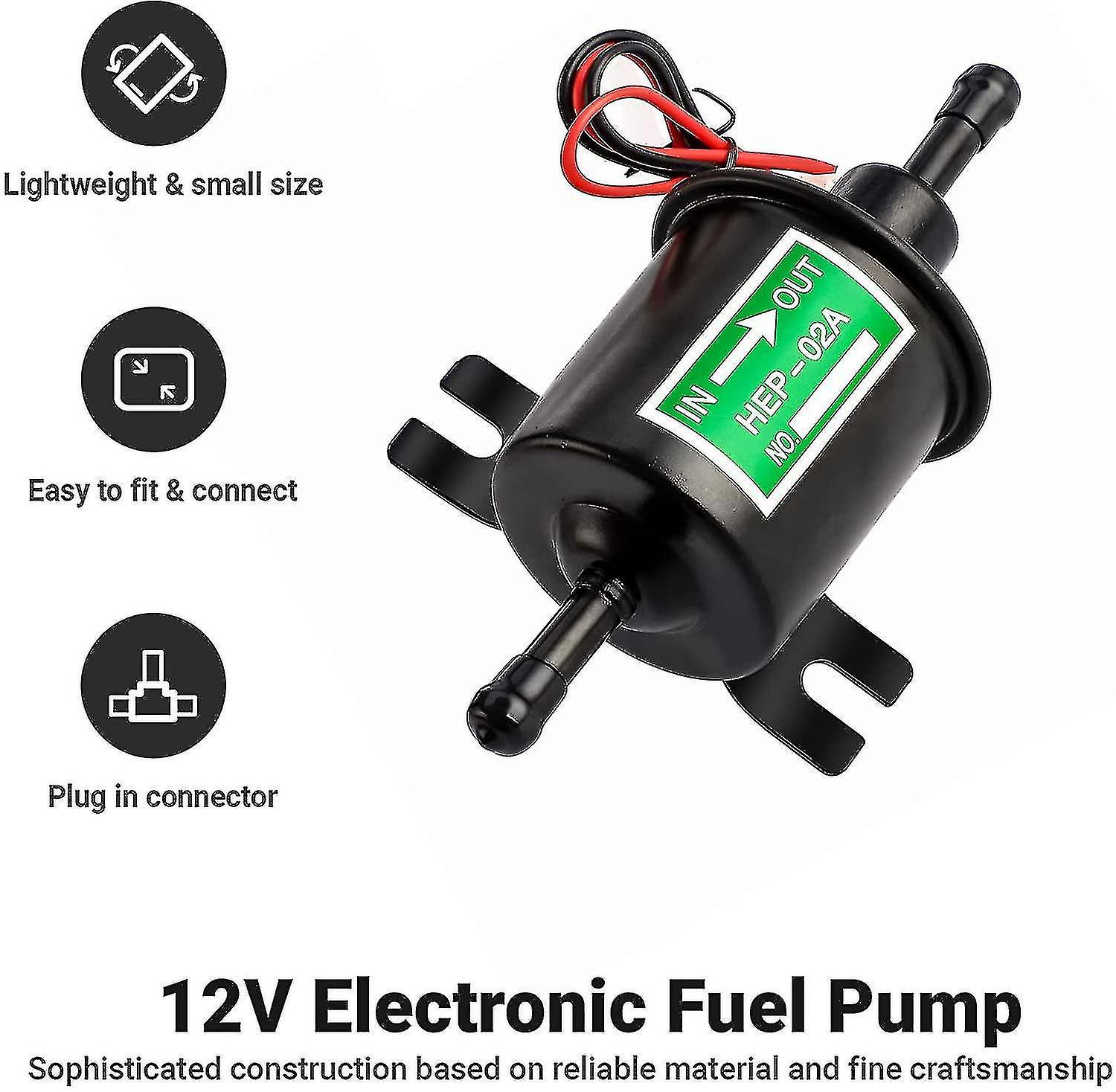 Universal 12v Electric Petrol Pump - 4-7psi Current 1.0-2.0a Inlet And Outlet Diameter 8mm (5/16