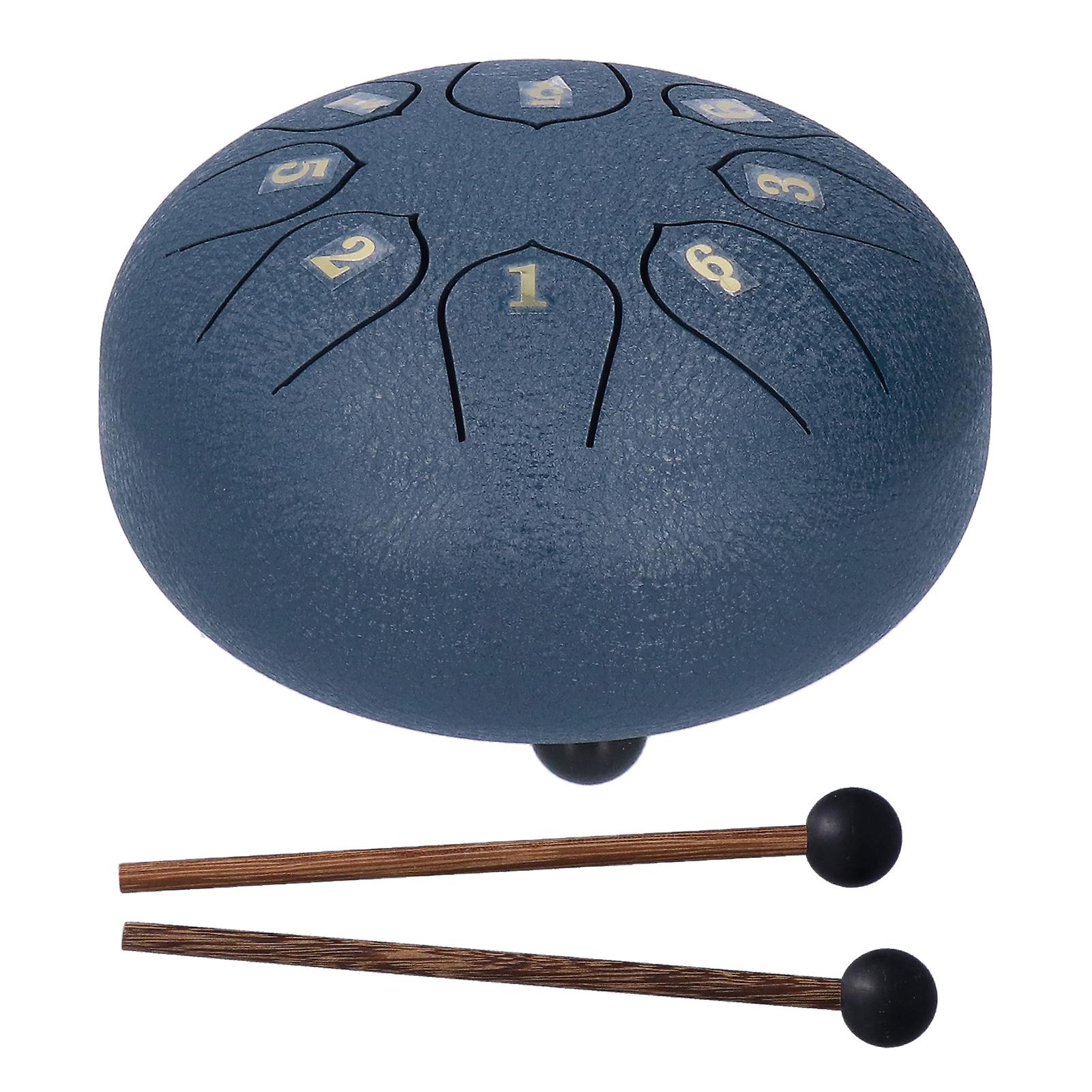 6in 8 Tones Tongue Drum With Mallets Music Book Musical Percussion Instruments For Meditation Entertainmentnavy Blue