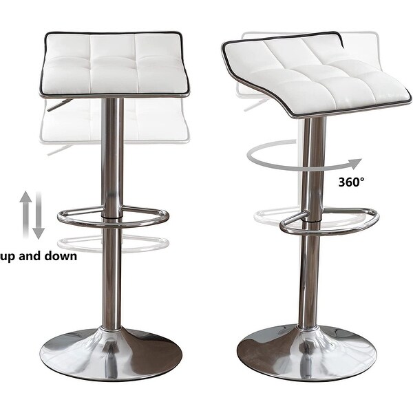 Backless Adjustable Tall Metal Base Swivel Bar Stools (Set of 2)