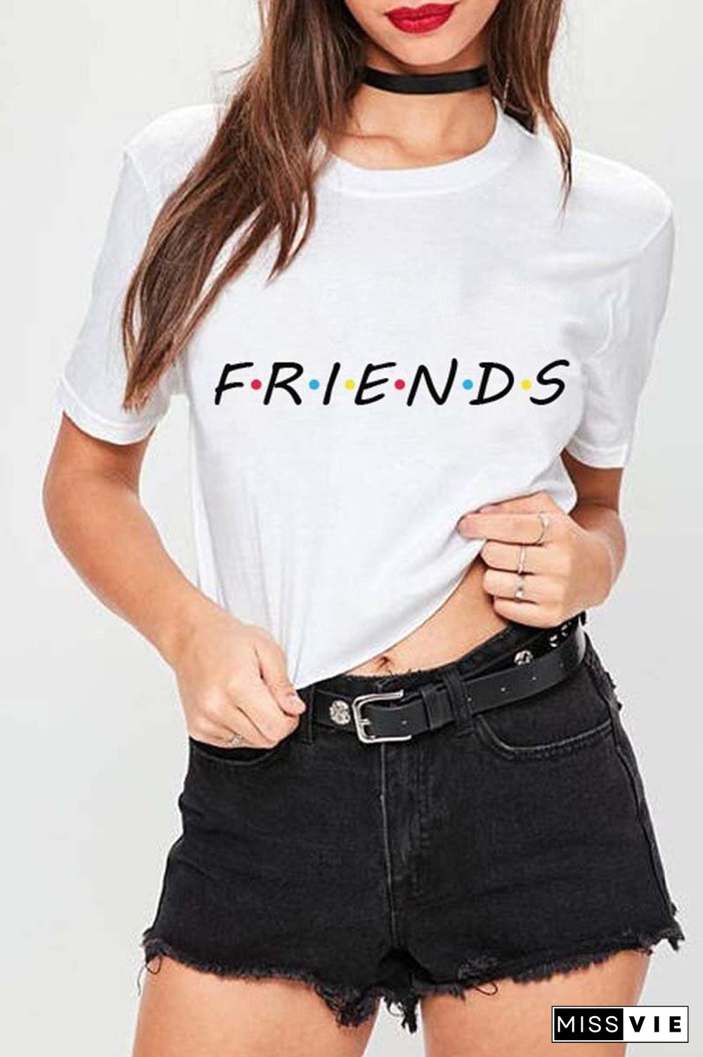 colorful letters print T-shirt