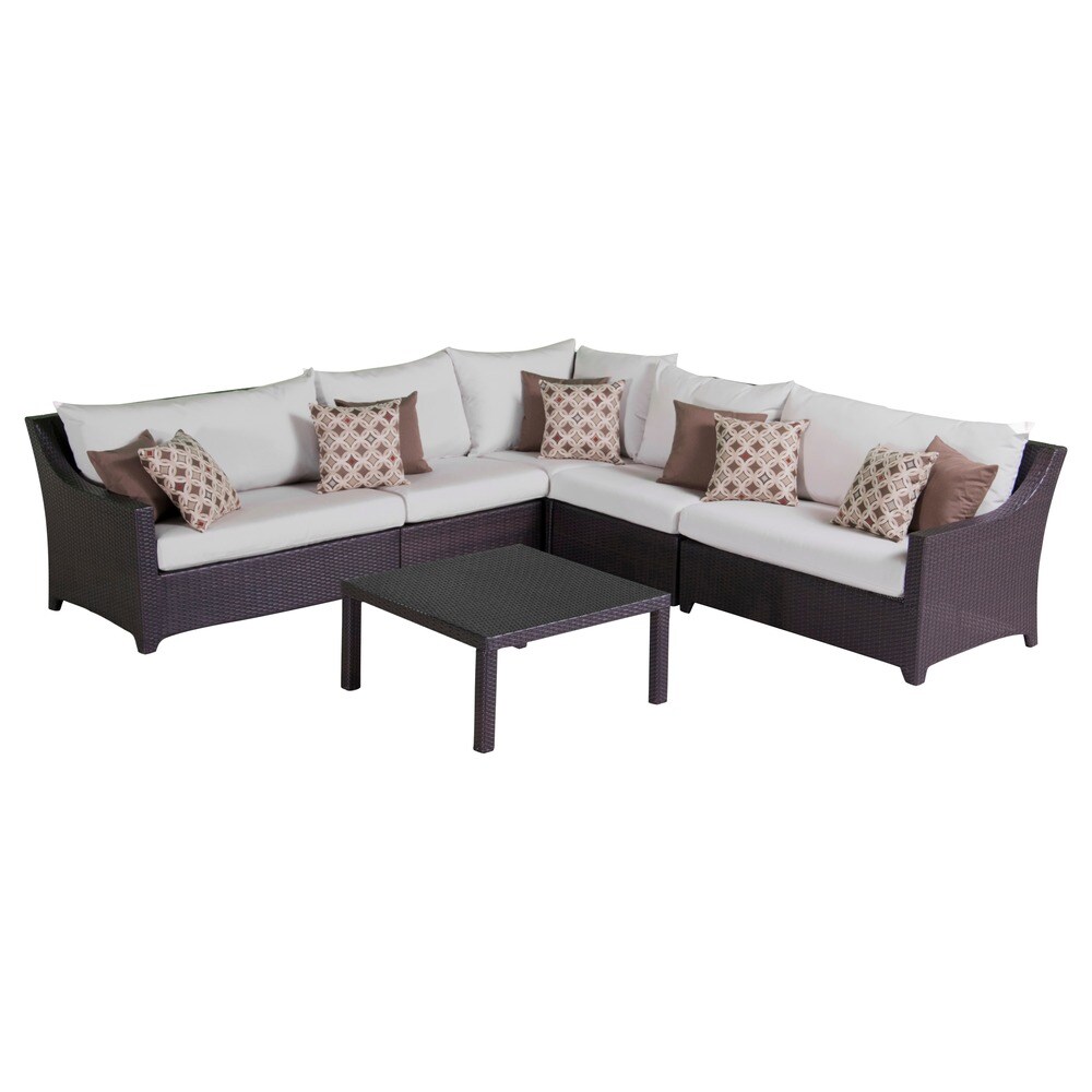 Deco 6 Piece Sunbrella Outdoor Patio Sectional And Table Set