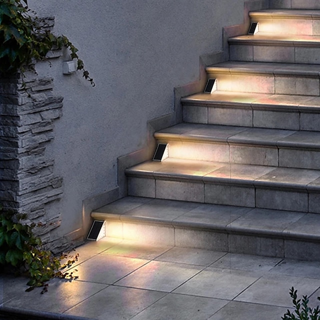 2pcs Solar Step Light Outdoor Stair Lights LED Lens Design Super Bright IP67 Waterproof Anti-theft Stair Light Decor Lighting For Garden Deck Garden Lamp