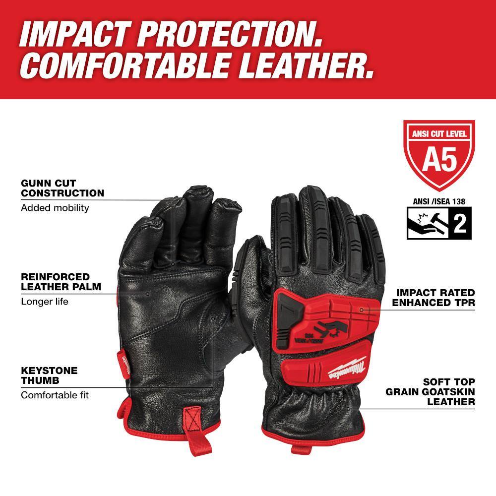 MW X-Large Level 5 Cut Resistant Goatskin Leather Impact Gloves 48-22-8783