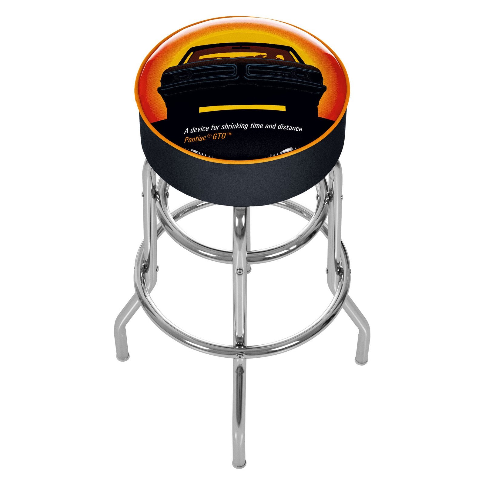 Trademark Global Pontiac GTO - Time andamp; Distance - Padded Swivel Backless Bar Stool