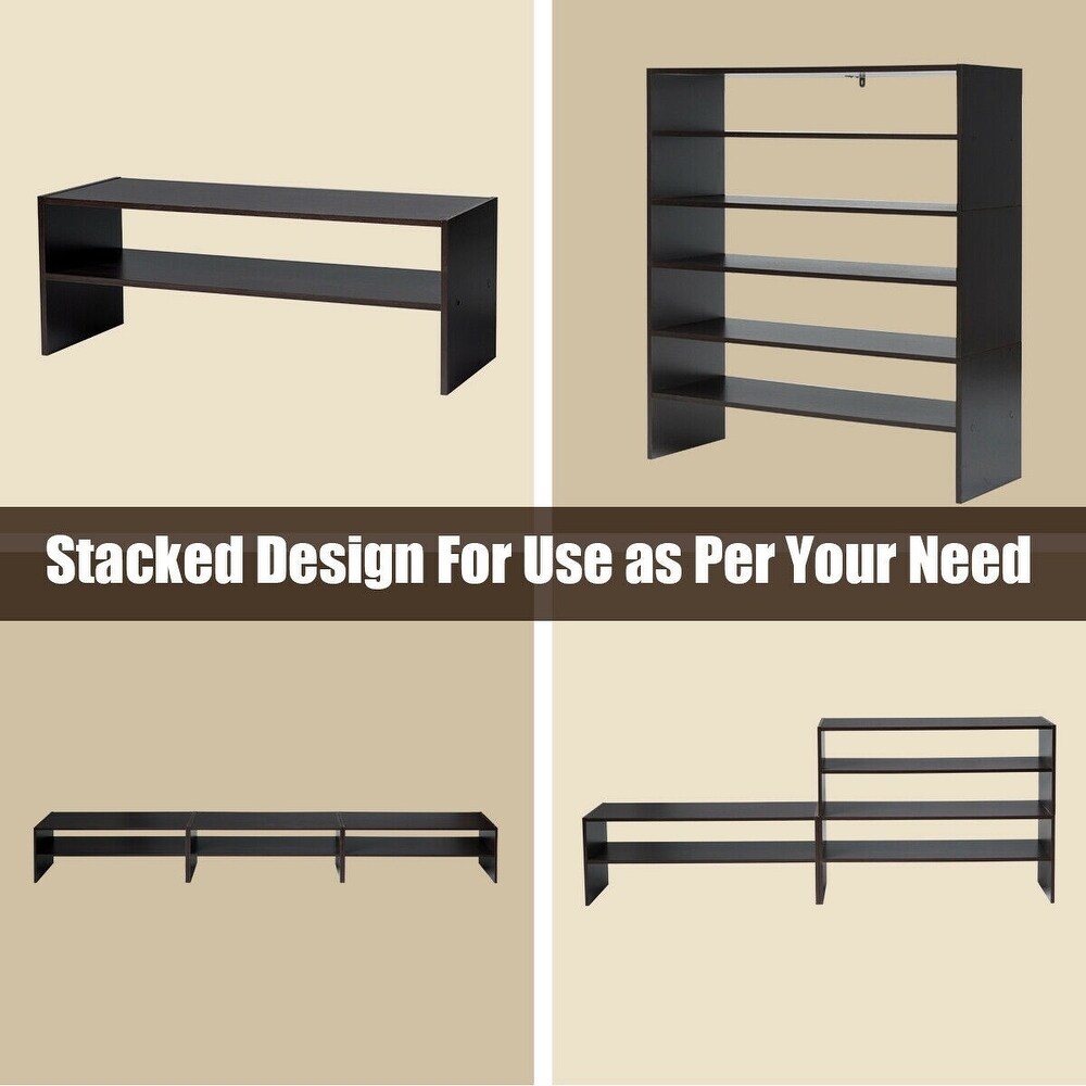 3 piece Stackable 2 tier Shoe Rack Organizer Storage Shelf Set   31\