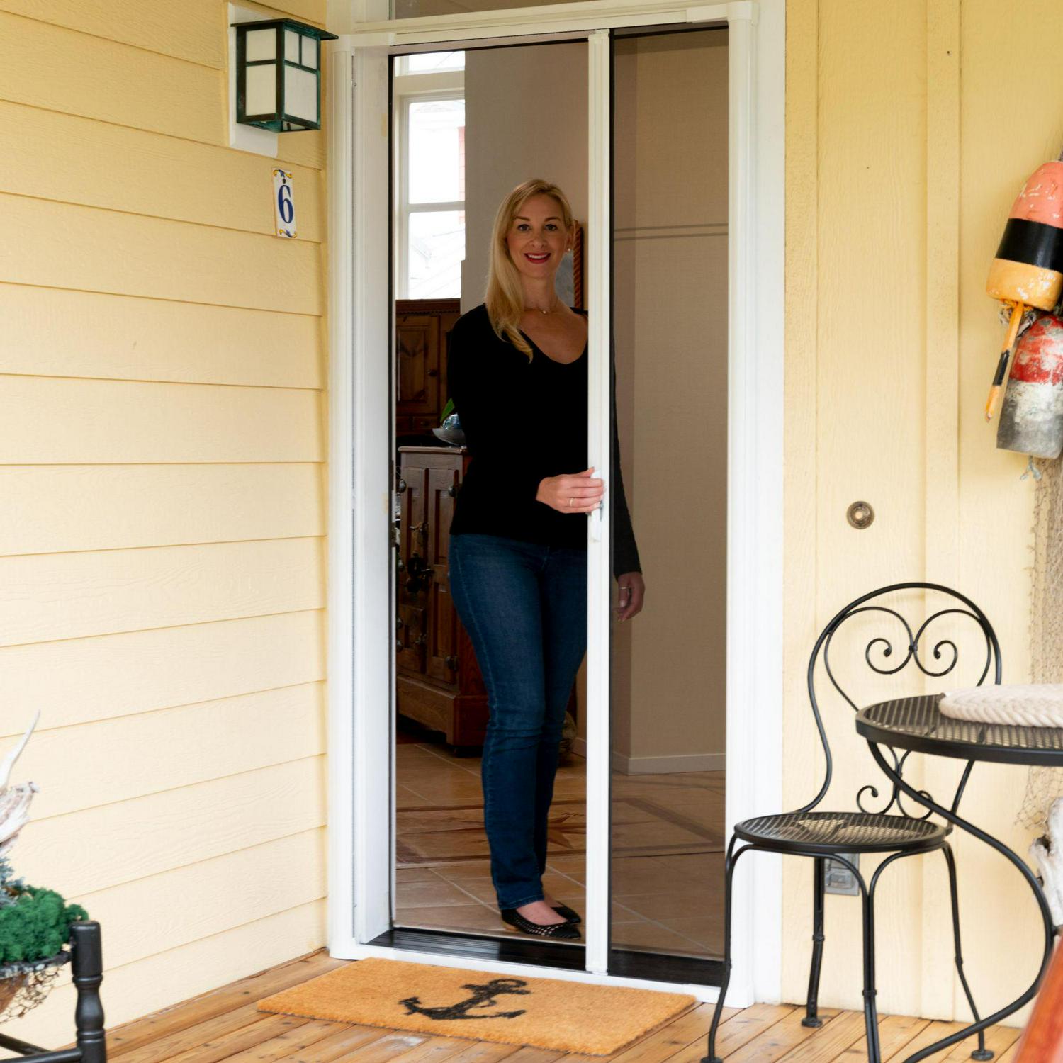 COOL Single Retractable Door Screen-White (for 96-in tall x 32-in to 36-in wide doors)