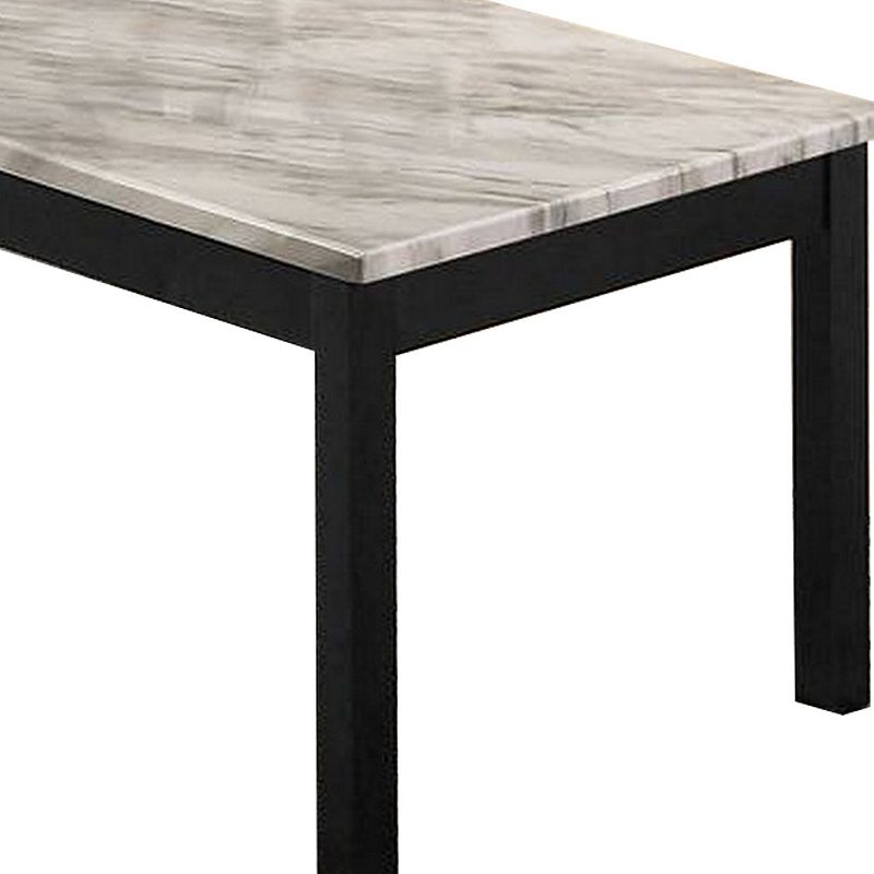 3 Piece Coffee Table and End Table with Faux Marble Top， Black and White