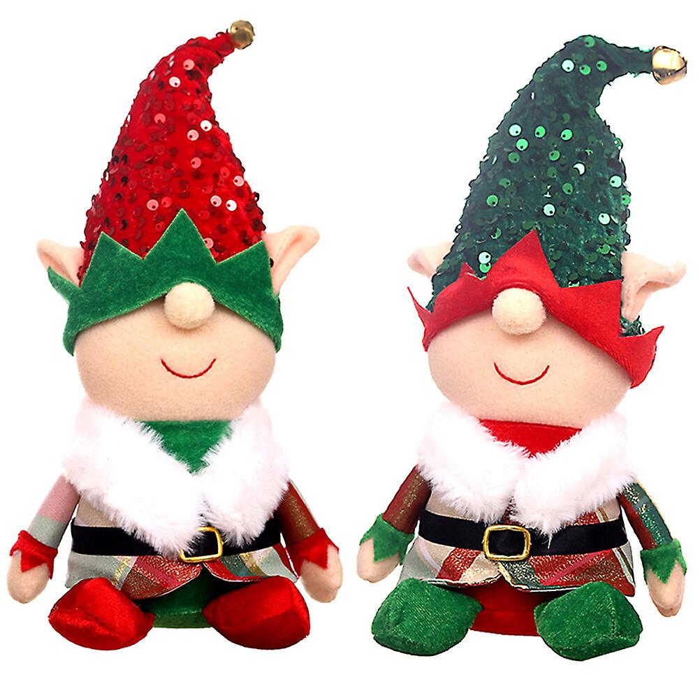 2pcs Christmas Elf Doll Decorations Elf Doll Figure Decoration Desktop Doll Ornament