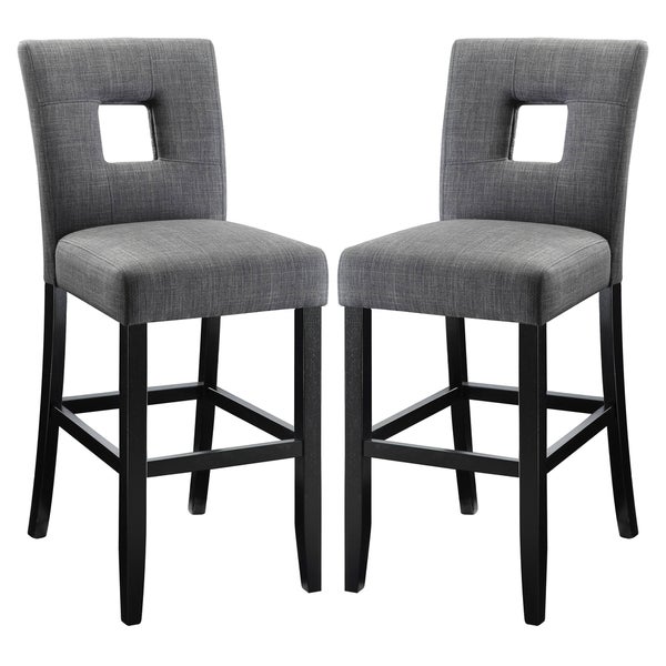 Maldives Open Back Grey Upholstered Counter Height Parsons Dining Stools (Set of 2)