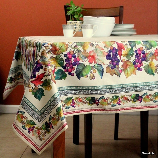 Wipeable Spill Resistant French Acrylic Coated Floral Tablecloth