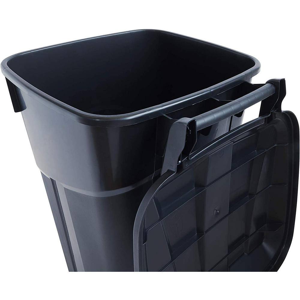 United Solutions 32 Gal. Wheeled Outdoor Garbage Can in Black (2-Pack) TI0088