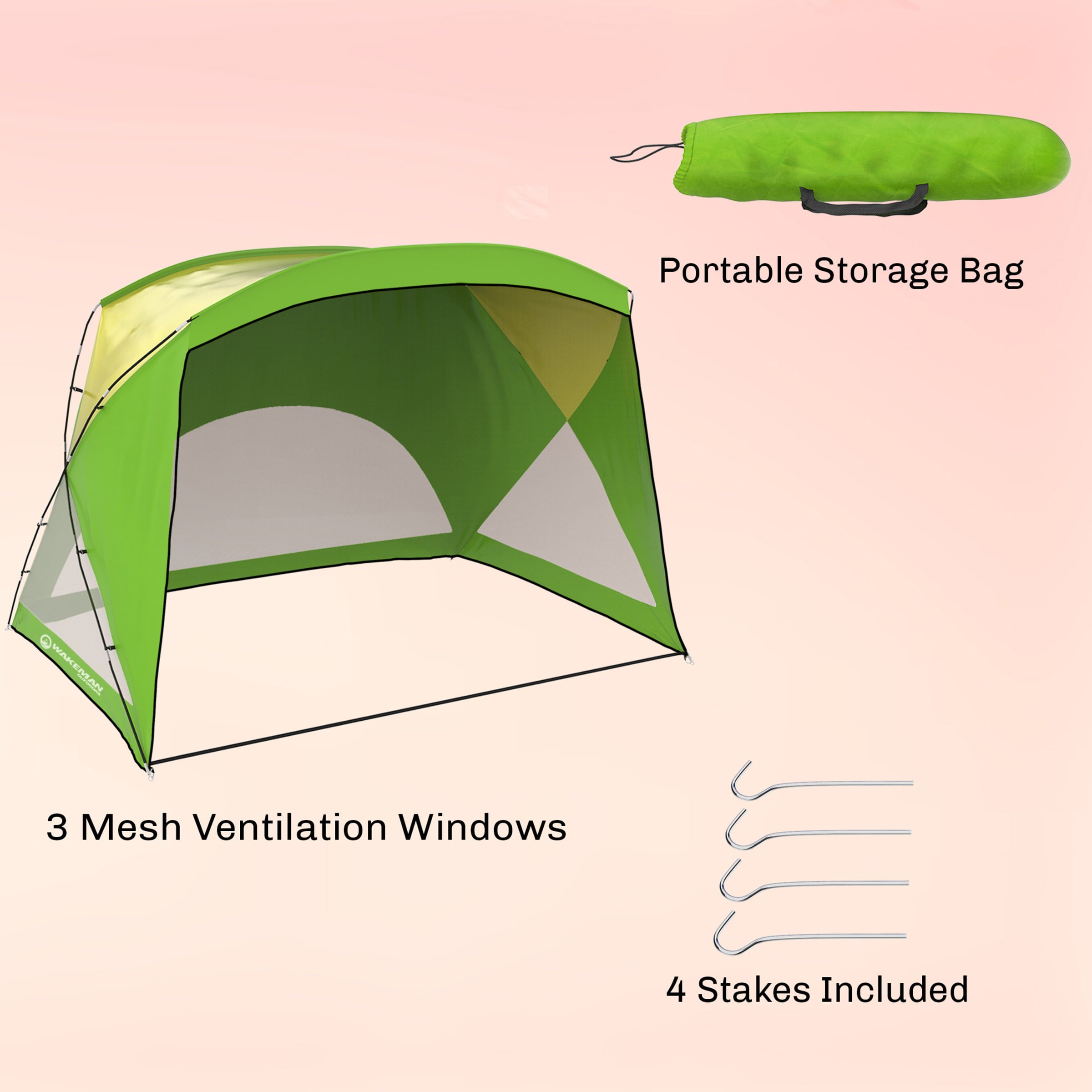 Beach Tent Water Resistant and Carry Bag by Wakeman Outdoors (Green)