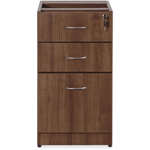 Lorell Essentials Walnut B/B/F Fixed Pedestal - 3-Drawer (69985)