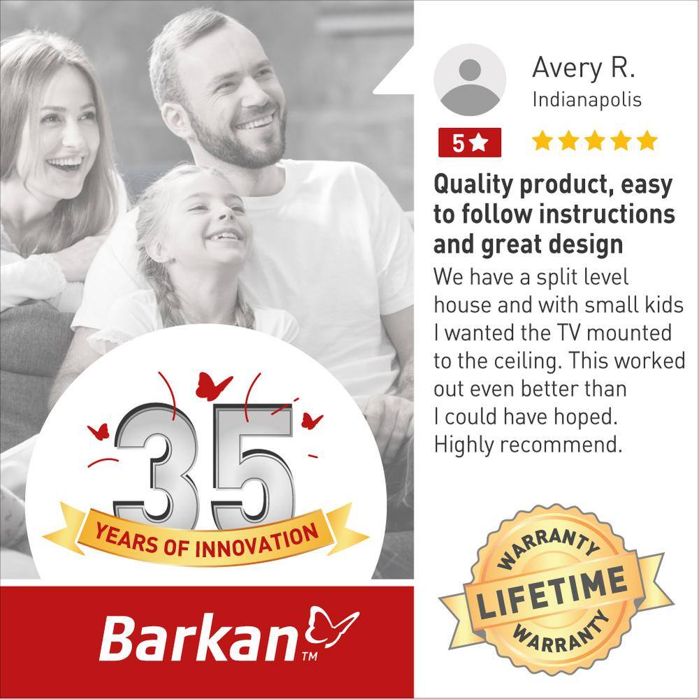 Barkan a Better Point of View Barkan 29 in. to 65 in. Full Motion - 3 Movement Flat  Curved TV Ceiling Mount White  Black Telescopic Adjustment 3500.W