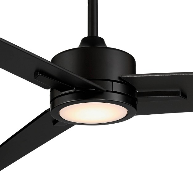 Casa Vieja Monte Largo Modern 3 Blade Indoor Ceiling Fan With Dimmable Led Light Remote Control Matte Black For Living Room Kitchen House Bedroom